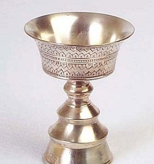 White Metal Butter Lamp - 3.5 Inch