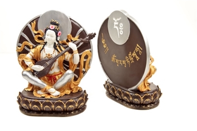 Hand Painted Sarasvati  Resin Statue 6 inches