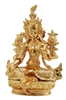 Green Tara Gold Plated Statue - 3.5 Inch