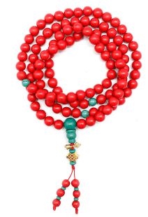 Cinnabar & Turquoise Mala - 108 Beads