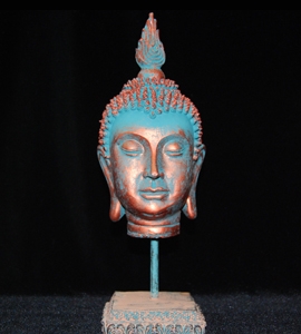 Antiqued Resin Tai Buddha Head Statue 13 inches