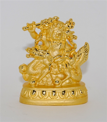 White Dzambala Gold Plated with Gem Studded Statue - 2.3 Inch