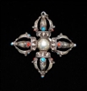 Antique Double Silver Dorje with Turquoise & Coral from Bhutan