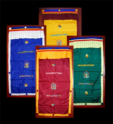 Tashi Gelek & Kalachakra, Auspicious Symbols, and Double Dorje Door Curtain