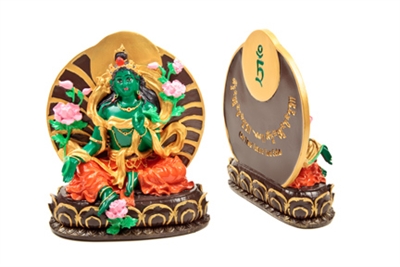 Hand Painted Green Tara Resin Statue 6 inches