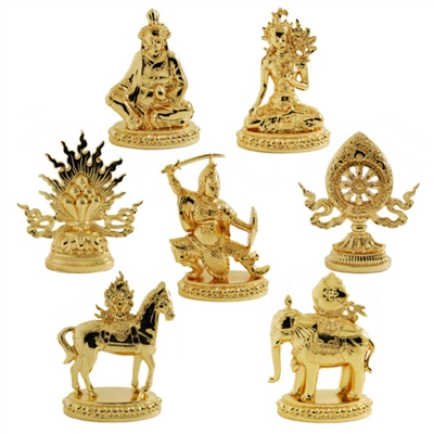 The Seven Precious Jewels Gold Plated Statue Set