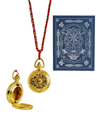 Yellow Dzambhala Mantra Gau / Locket choice of Gold or Silver Plated