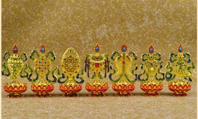 Gold Plated Double Sided Eight Auspicious Symbols Set