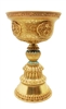 Large 8 Auspicious Symbols Brass Butterlamp 9.5 Inches