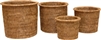 Set of 4 Nesting Flower Baskets with Round Rimmed - Antique Brown 9x8'H/8x7'H/7x6'H/6x5'H