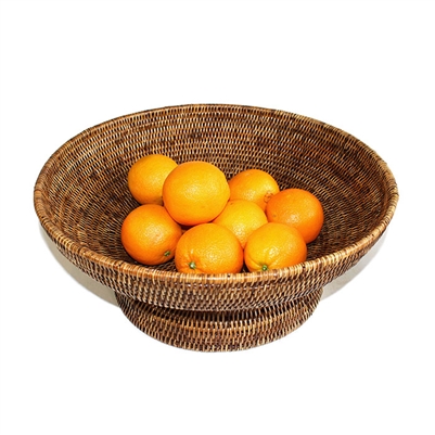 Round Pedestal Fruit  Basket  - AB 17.75x7'H