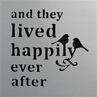 Wall Panel Word Cut Out "and they lived ..." Cool Grey 16x16" ..