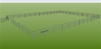 48'W x 96'D 1-5/8" 3-Rail w/ 12' Ranch Gate Arena