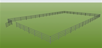 72'W x 120'D 1-5/8" 4-Rail w/ 12' Ranch Gate Arena