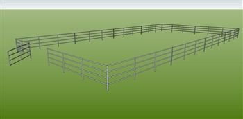 48'W x 96'D 1-7/8" 4-Rail w/ 12' Ranch Gate Arena