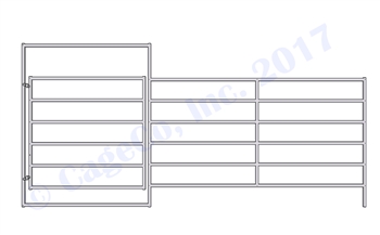 1-5/8 Horse Corral Gate Panel 6-Rail: 16'W x 6'H