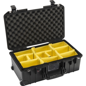 Pelican 1535AirWD Wheeled Carry-On Case (Black, with Dividers)