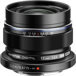 Olympus M.Zuiko Digital ED 12mm f/2 Lens (Black)