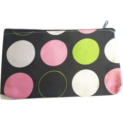 Cosmetic Bag Black Multi Polka Dot