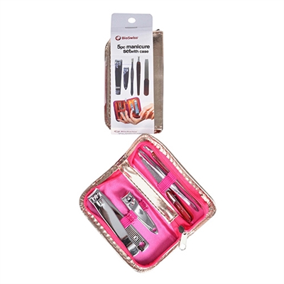 BioSwiss 5 Piece Manicure Set With Case Colors May Vary