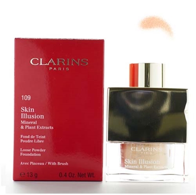 Clarins Skin Illusion Mineral & Plant Extracts Loose Powder Foundation With Brush 109 Wheat 0.4 oz / 13g
