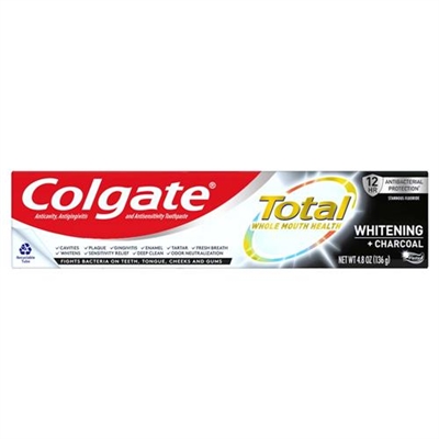 Colgate Total Whitening + Charcoal Toothpaste 4.8oz / 136g