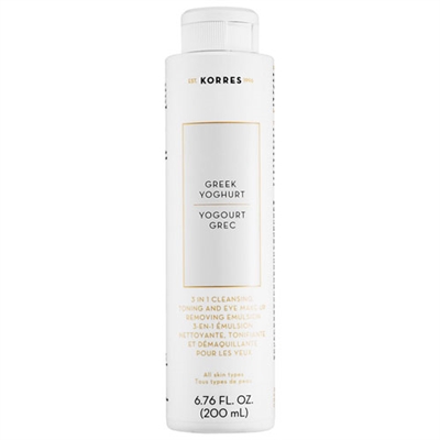 Korres Greek Yoghurt 3-In-1 Cleansing, Toning, & Eye Make-Up Removing Emulsion All Skin Types 6.76oz / 200ml