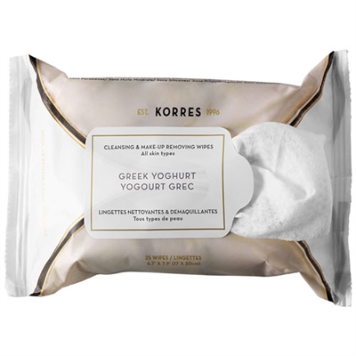 Korres Greek Yoghurt Cleansing & Make-Up Removing Wipes All Skin Types 25 Wipes