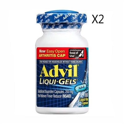 Advil LiquiGels Pain Reliever Fever Reducer 160 Count Liquid Filled Capsules 2 Packs