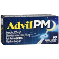 Advil PM Pain Reliever Nighttime SleepAid 80 Coated Caplets