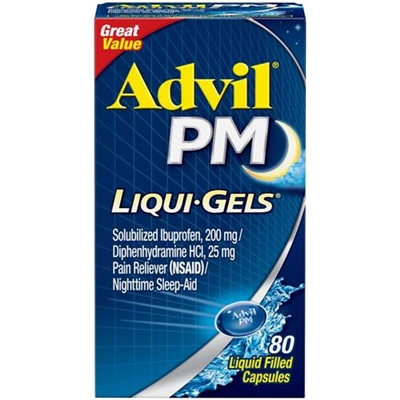 Advil PM Liqui Gels Pain Reliever 80 Liquid Filled Capsules