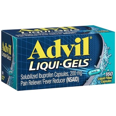 Advil Liqui Gels Pain Reliever Fever Reducer 160 Liquid Filled Capsules