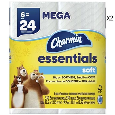 Charmin Mega Essentials Soft 6 Rolls Toilet Paper 2 Packs