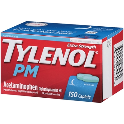 Tylenol PM Extra Strength Pain Reliever Nighttime Sleep Aid 150 Caplets