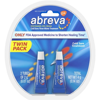 Abreva Cold Sore Treatment Twin Pack 0.14oz / 4g