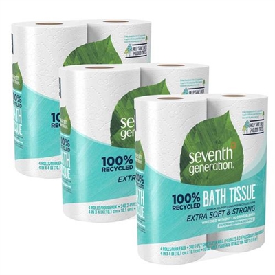 Seventh Generation 100% Recycled Bath Tissue 4 Rolls 240 2 Ply Sheets 3 Packs