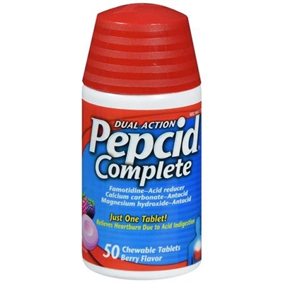 Pepcid Complete Dual Action Acid Reducer 50 Chewable Tablets Berry Flavor