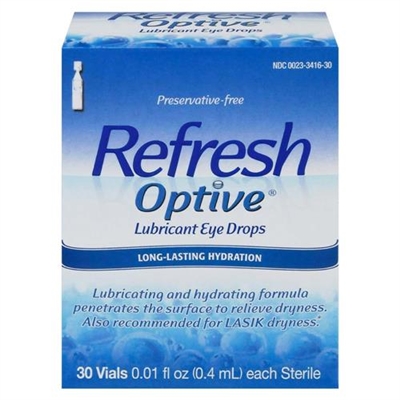 Refresh Optive Lubricant Eye Drops 30 Vials 0.01oz / 0.4ml