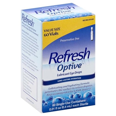 Refresh Optive Lubricant Eye Drops 60 Vials 0.01oz / 0.4ml