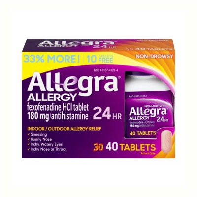 Allegra Allergy NonDrowsy 24HR Indoor/Outdoor Allergy Relief 40 Tablets