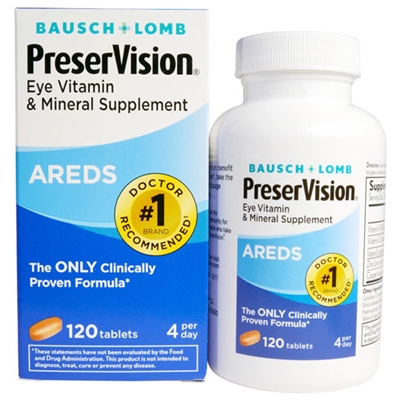 Bausch + Lomb PreserVision Eye Vitamin  Mineral Supplement Areds 120 Tablets