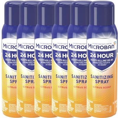 Microban 24 Hour Sanitizing Spray Citrus Scent 6 Packs