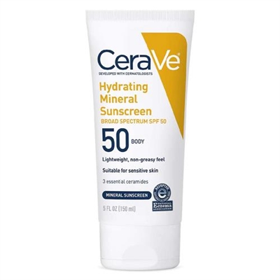 CeraVe Hydrating Mineral Sunscreen for Body SPF 50 5oz / 150ml