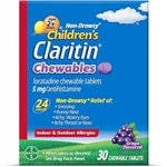 Claritin Childrens 24 Hour Relief Indoor Outdoor Allergies 30 Chewable Tablets Grape Flavored