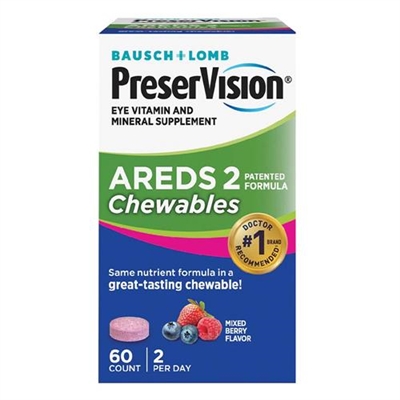 Bausch + Lomb PreserVision Areds 2 Chewables Mixed Berry Flavor 60 Chewable Tablets