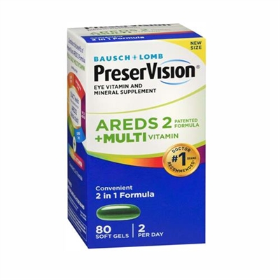 Bausch + Lomb PreserVision Areds 2 Multivitamin 80 Soft Gels