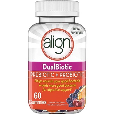 Align Dualbiotic Prebiotic + Probiotic Natural Fruit Flavors 60 Gummies