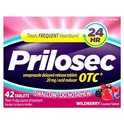 Prilosec OTC 24 Hour Acid Reducer 42 Tablets Wildberry