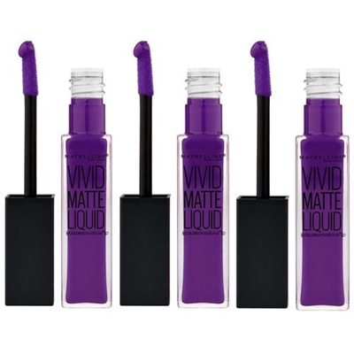 Maybelline Vivid Matte Liquid Lipstick 45 Vivid Violet 3 Packs 0.26 oz / 7.7ml