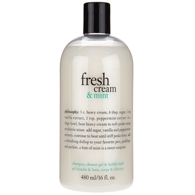Philosophy Fresh Cream & Mint Shampoo, Shower Gel, Bubble Bath 16oz / 480ml